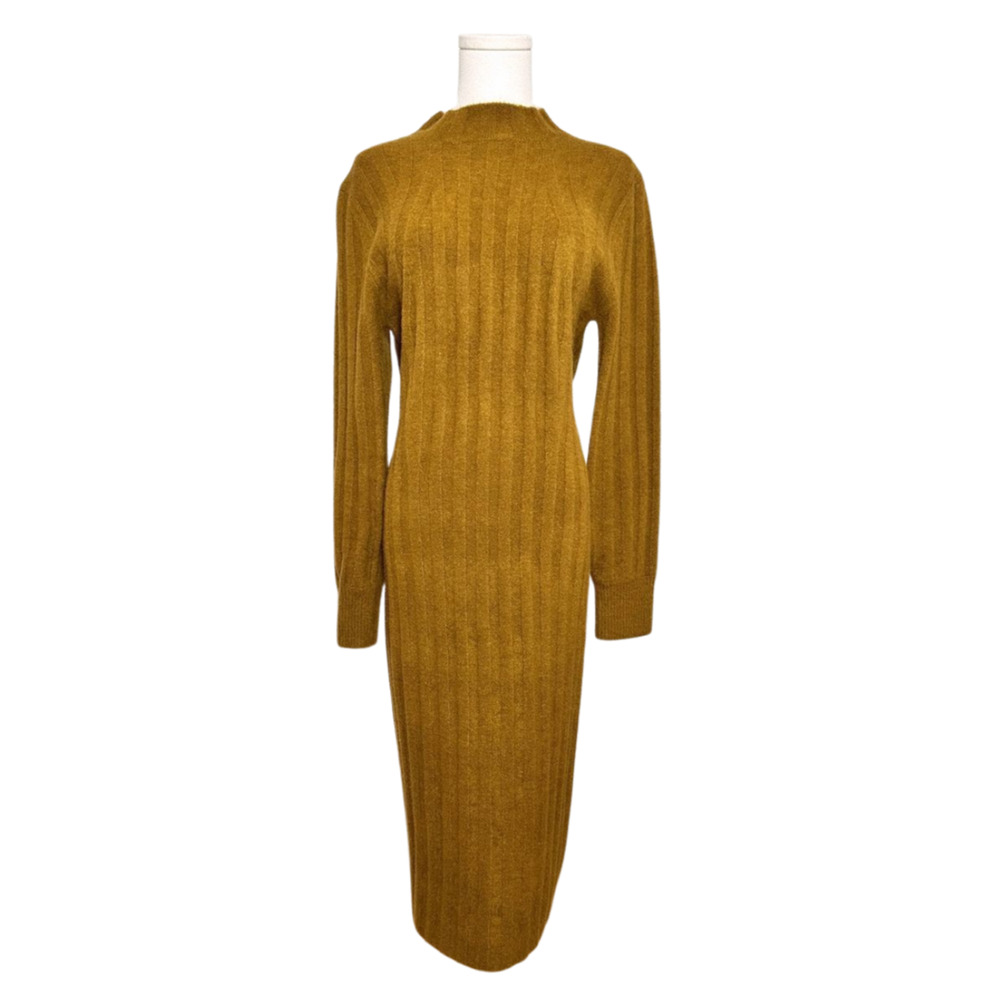 A New Day Mustard Brown Ribbed Mock Turtleneck Sweater Dress Small